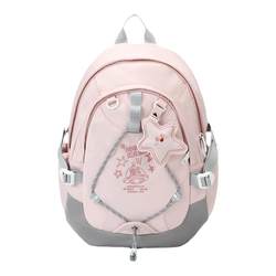 VANWALK Planet Rabbit Homemade cute toffee rabbit student girl backpack with star pendant light school bag sweet