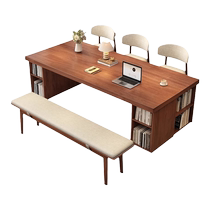 Beizhaisen solid wood large table home living room large long desk bookcase combination study table one multi-person reading table