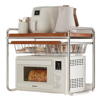 Microwave oven tray oven hanging rack living room household storage rack hanging rack storage rack medieval pullable