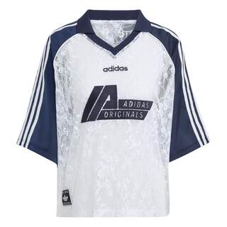 经典运动足球风蕾丝短袖球衣女装夏季adidas阿迪达斯三叶草