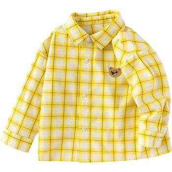 Balabala boys long sleeve shirt baby plaid autumn