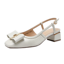 Qianbaidu womens shoes summer new fashion semi-cool small fragrant style single shoes back empty sandals commuting evening shoes temperament