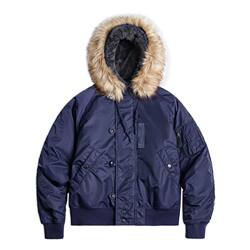 Madden Workwear American Retro N2A Fur Collar Parka Blue Short Cotton Jacket for Men Winter