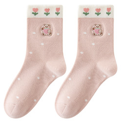 caramella gift boxs socks women's mid-tube socks white stockings Zhuji women's socks autumn stockings ຖົງຕີນຝ້າຍຂອງແມ່ຍິງ