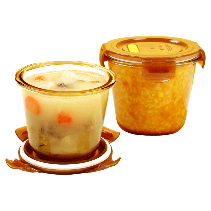 [Exit model] Amber glass soup bowl soup cup sealing fresh -keeping box can heal office workers lunch box