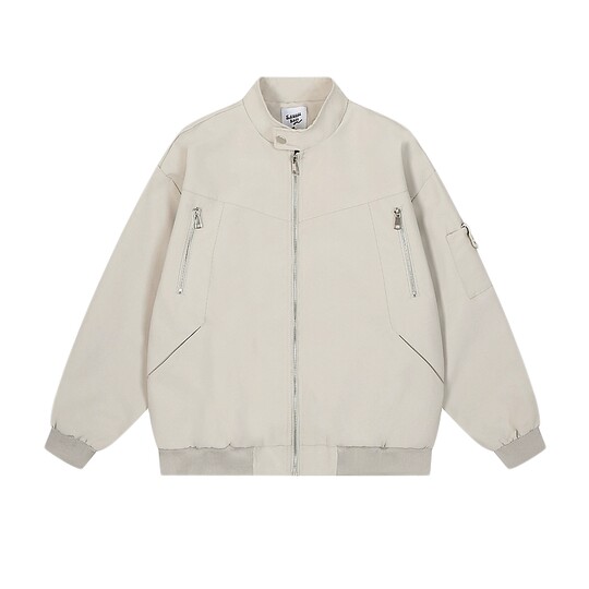 American high street zipper stand collar workwear bomber jacket