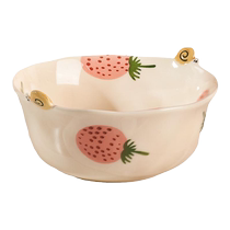 Cute strawberry rice rice bowls Home 2023 new fresh Dishes Suit Pottery Porcelain Bowl dishes Children cutlery