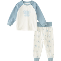 戴维贝拉儿童内衣套装2024春季新款男童秋衣两件套宝宝睡衣家居服
