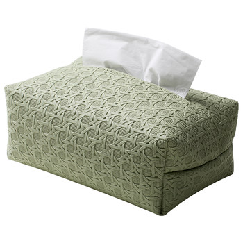 Meelyhome new chinese leather checked tissue box