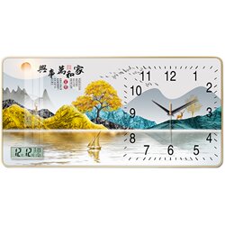 New Chinese-Style Living Room Decorative Painting Wall Clock 2026 New Model Home Clock Dining Room Wall Clock Modern Silent Quartz Clock