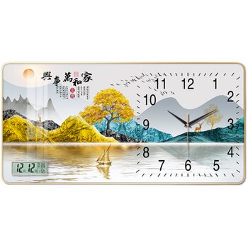 Decorative painting wall clock new chinese style living room