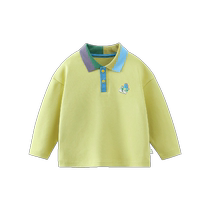 Qi Qi Xiong boys T-shirt long-sleeved spring and autumn thin childrens casual polo shirt 2024 new baby boy spring clothing