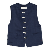 (Oriental literature and art) puretea tea-dyed linen retro temperament vest womens round neck 2024 spring new product