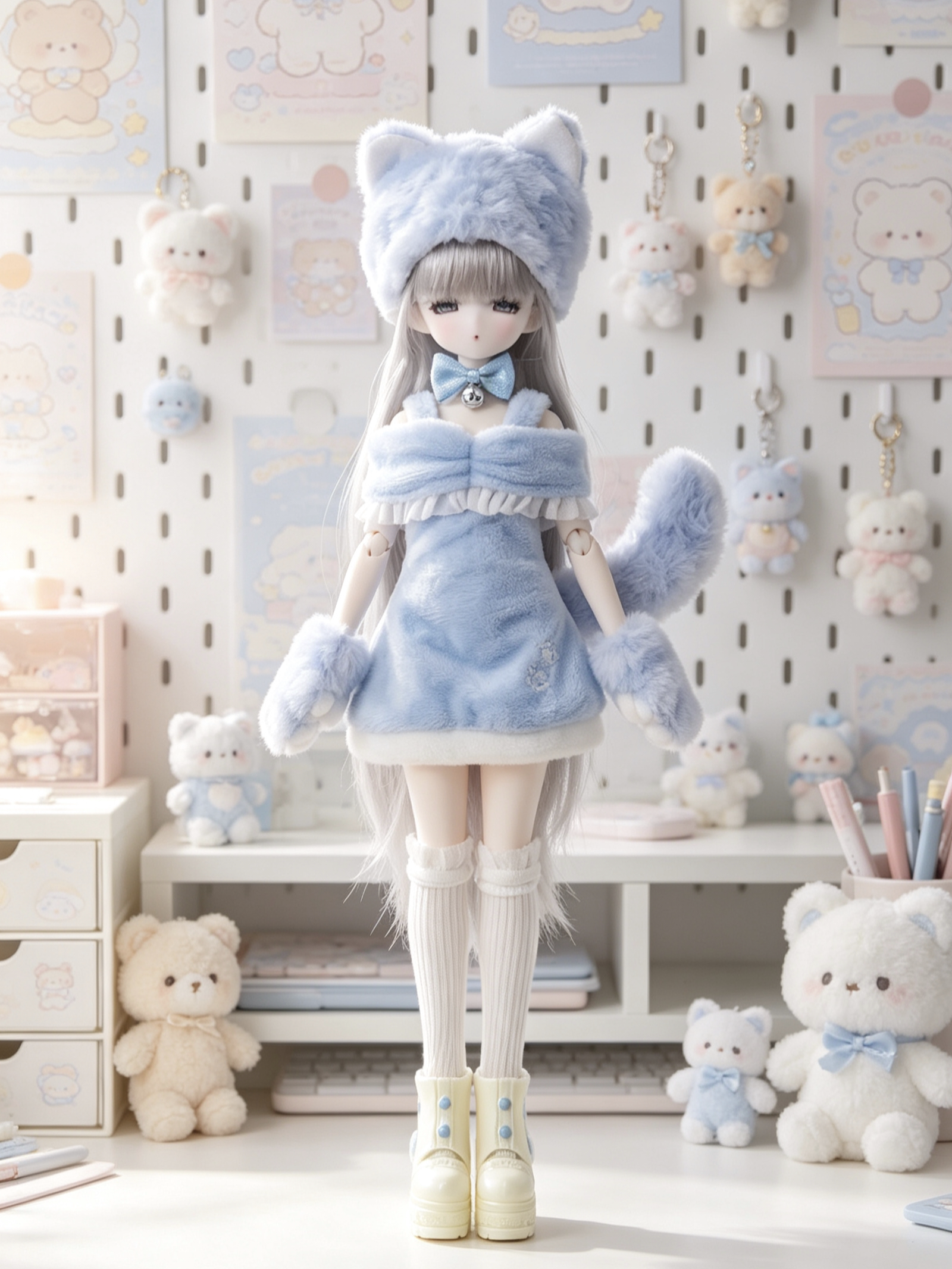 Blythe Little Bubob24 Azone ร่างกายรุ่นแรก Mi Tian เสื้อผ้าเด็ก รุ่นที่สี่ ชุดเดรสหกชิ้นพิเศษ เสื้อกั๊กสปอร์ตมีลายตัวอักษร