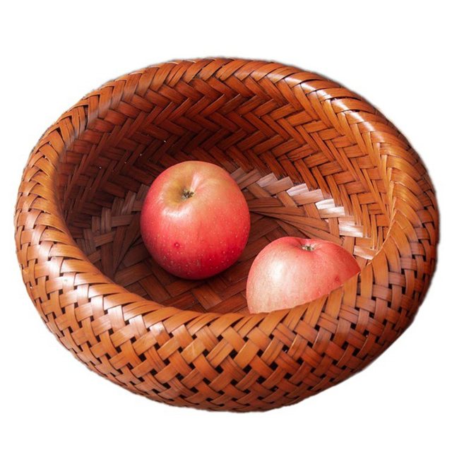 Pink home retro home bamboo basket round desktop snack basket