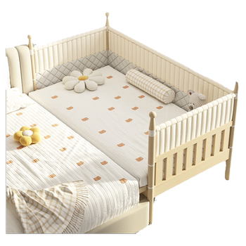 Liftable high guardrail crib formaldehyde-free solid wood bed