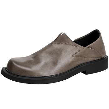 ເກີບຜູ້ຊາຍ 2024 Spring Cowhide Soft Sole Casual Versatile Leather Shoes Flat Slip-on Trendy Shoes Youth Business Shoes