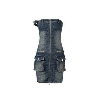 JAC FLEURANT2025春夏新品复古水洗牛仔抹胸裙修身显瘦辣妹裙