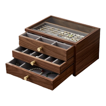 Jewelry box storage box solid wood high-end exquisite hand jewelry earrings necklace retro wedding gift multi-layer drawer