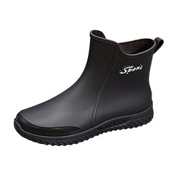 Men's rain boots, non-slip, men's water shoes with velvet, 2024 new fishing rubber shoes, construction site, short-tube waterproof rain boots for catching the sea