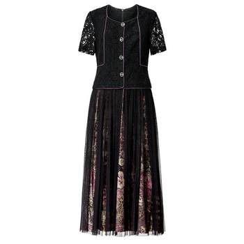 Minglan shijia fake two-piece lace dress looks slimming