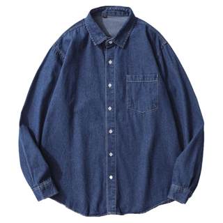 Japanese retro distressed long-sleeved denim shirt