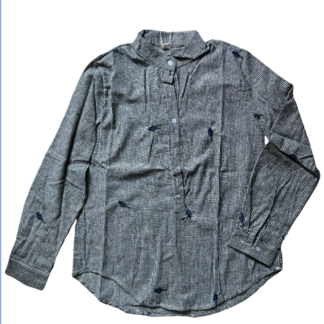 2025 Autumn Cotton and Linen Korean Style Embroidered Long Sleeve Shirt