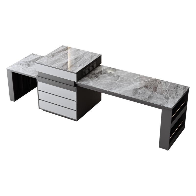 Slate island dining table integrated home light luxury modern retractable mobile stretch multifunctional living room kitchen island