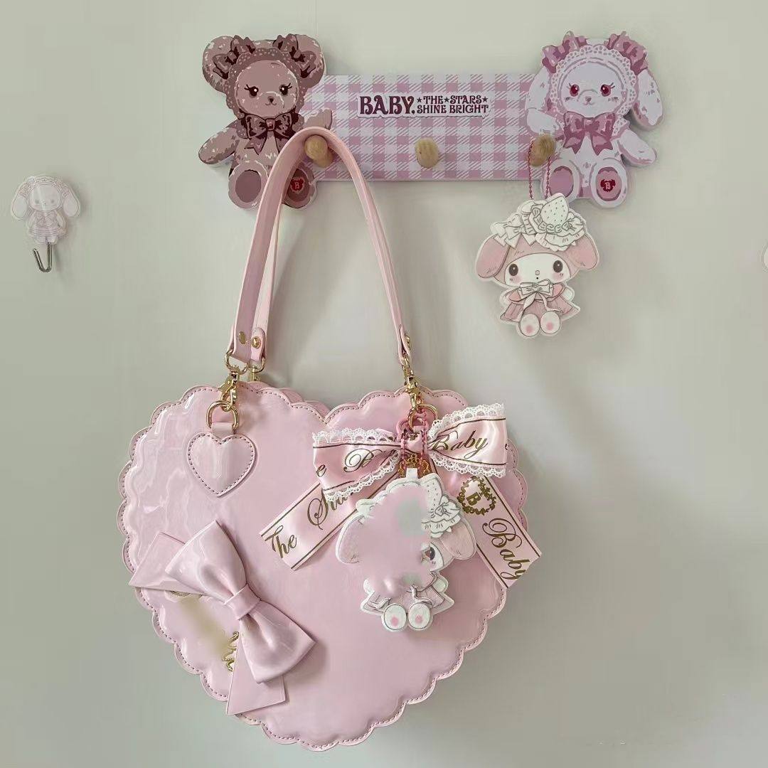 Sheep Puff Heart-Shaped Cookies Lolita Style Sweet Girl Lolita Bow Crossbody/Shoulder Bag
