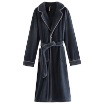 Pajamas mens nightgown autumn and winter winter coral velvet thickened flannel bathrobe home wear long suit