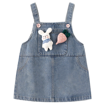 Girls Dress Autumn 2024 New Baby Children Princess Skirt Spring and Autumn Childrens Denim Suspender Skirt Autumn
