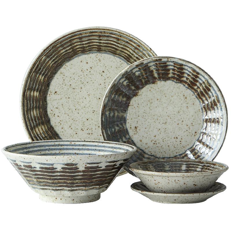 Self-operated Japanese Mino-yaki ribbed ceramic tableware
