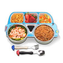 Enfants en voiture Dîner Trays Acier inoxydable Filles Étudiants Baby Eating Tray Special Boys Cutlery Rice Bowls Suit