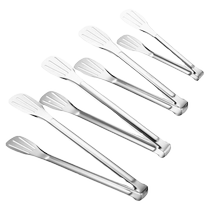 304 stainless steel three-line barbecue tongs hotel steak tongs food tongs large long handle food tongs thickened bread tongs