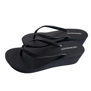 New summer style simple style anti-slip slope heel flip flops