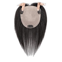 Hand-needle wig for women with full real hair on top of head fluffy and natural forehead covering white hair and increasing hair volume thin and traceless replacement hair piece