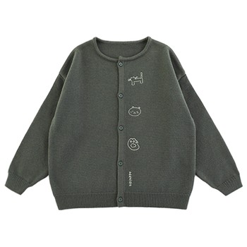 Oddtails boys sweater cardigan 2025 autumn new children's embroidered sweater medium and large children's thin jacket Oddtails boys sweater cardigan 2025 autumn new children's embroidered sweater medium and large children's thin jacket