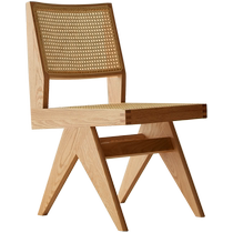 Original element solid wood dining chair home dining leisure chair simple rattan chair oak backrest chair L7123