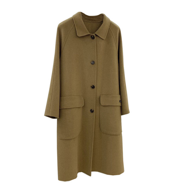 Xu Dake's single-breasted large pocket double-sided wool coat