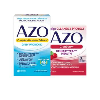 AZO American imported balanced probiotics 30 capsules + cranberry VC essence tablets 50 capsules ການ​ດູ​ແລ​ສຸ​ຂະ​ພາບ​ສ່ວນ​ບຸກ​ຄົນ​ຂອງ​ແມ່​ຍິງ