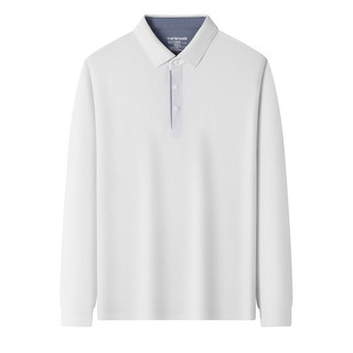 罗蒙2025新款锦氨长袖T恤男士春秋款商务休闲亲肤弹力POLO衫上衣