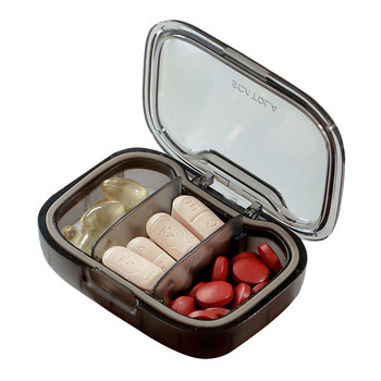 Portable 3-grid medicine box sealed and anti-moisture