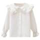 Girls pure cotton doll collar long-sleeved shirt Spring and Autumn 2025 new style medium and large children fashionable children's white performance top