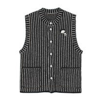 (Fashionable little fragrance) puretea tea wool knitted vest cardigan round neck sleeveless 2023 autumn new style