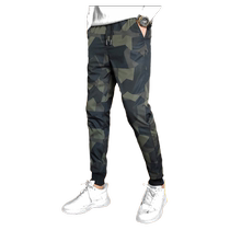 Down pants mens outer wear winter thickened warm white duck down casual pants straight loose leg-tie camouflage sports pants for men