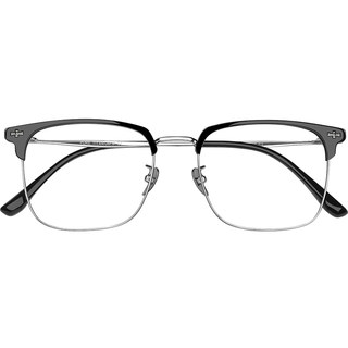 超轻纯钛眉线半框近视眼镜男可配度数镜片专业网上配防蓝光眼睛架