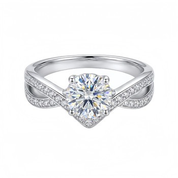 Leidy haute couture one carat moissanite s925 silver plated with real gold love wing ring