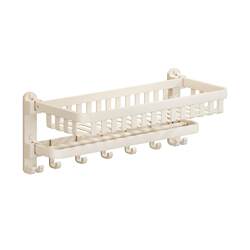 No-Drill Towel Rack for Bathroom, Cream-Style Wall-Mounted Towel Holder, Bathroom Shower Accessory Set