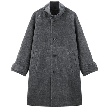 Peacebird men's casual woolen coat loose, stylish and comfortable wool blended men's coat
