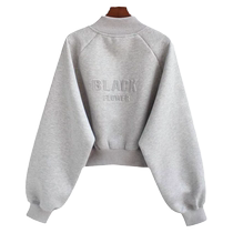 Tide Card Baseball Suit Short Coat Woman Spring Autumn Season Thin Korean version letter printed 100 hitch short sports cardiovert blouse